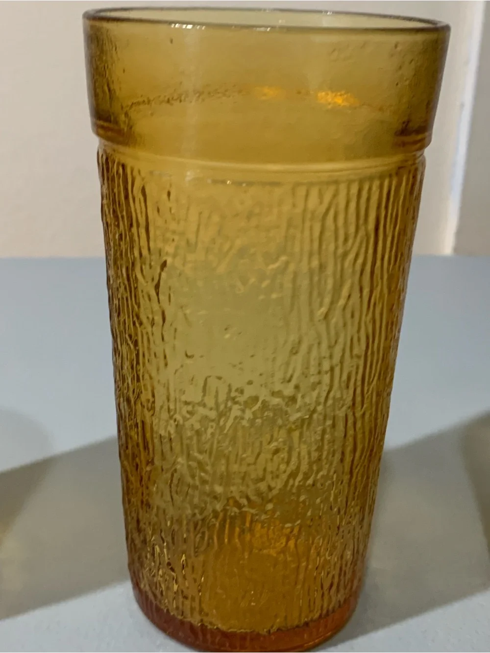 Set of 3 Textured Amber Glass Tumblers